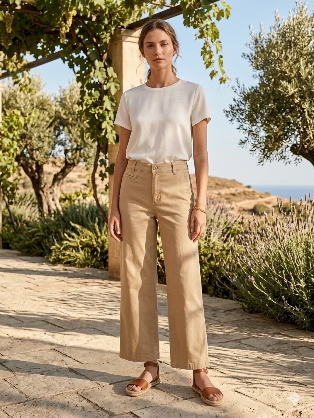 LOFT The Monroe Wide Leg Pants - Tan Khaki - Size 2